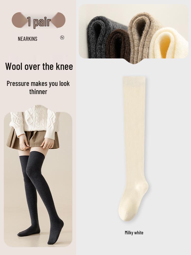 Women's Coffee Wool Compression Socks: Slimming, Non-Slip, Warm JK Long Socks for Spring, Autumn, and Winter