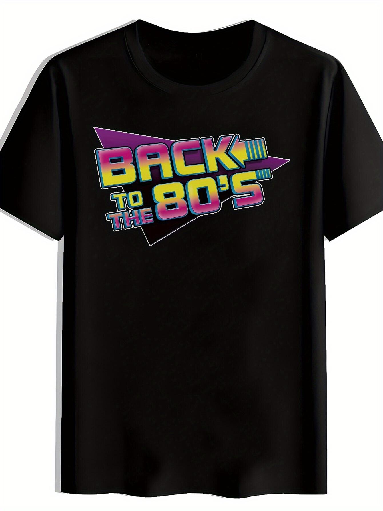 

Vintage 80s Retro Rock Band Graphic T-shirt - Black Short Sleeve Round Neck Tee with Neon Lettering XXXL