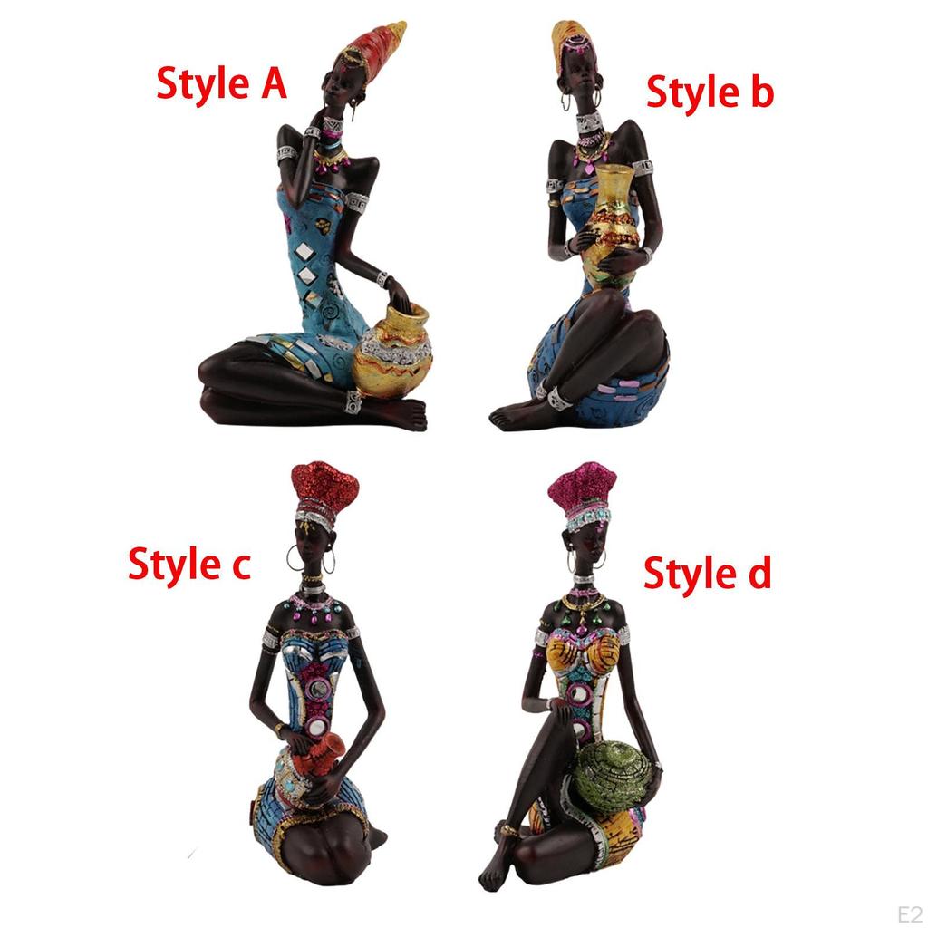 African Lady Statue, Tabletop Sculpture, Lightweight Woman Figurine, for