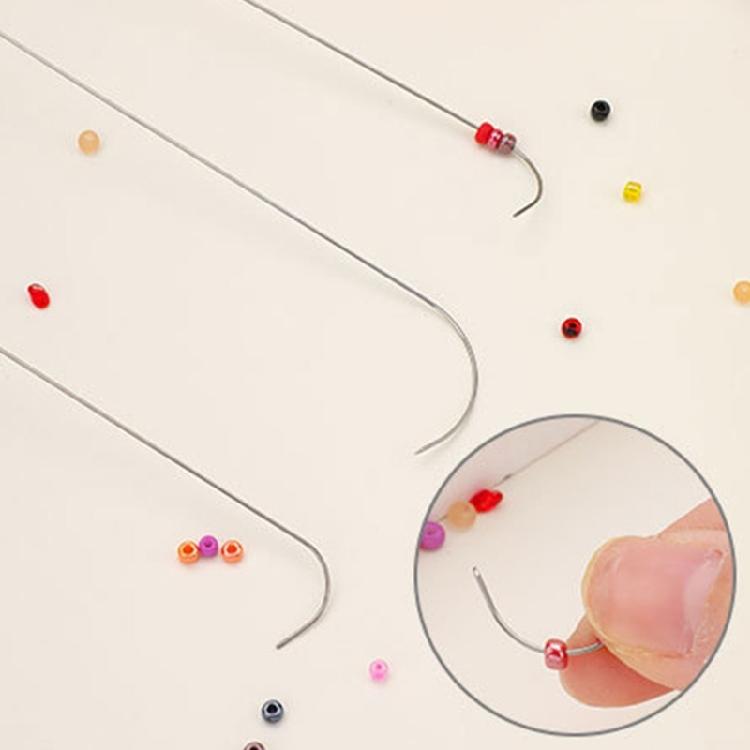 5Pieces Big Eye Curved Beading Needle Stainless Steel Bead Spinner Needle for Beaing Jewelry Making Art Craft Project