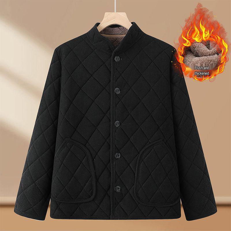Men's Thickened Winter Cotton Jacket with Fleece Lining – Warm, Cold-Proof Coat for Middle-Aged and Elderly Dads.