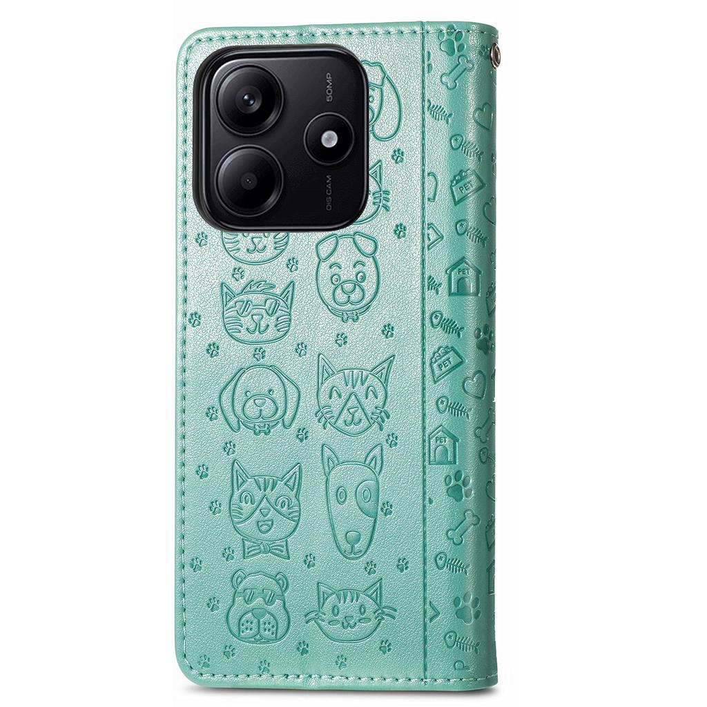 For Xiaomi Redmi Note 14 5G Case Leather Wallet Flip Phone Cover Cute Cat Dog Pattern