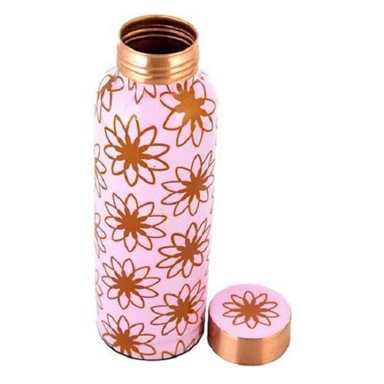 Copper Water Bottle 500 ML with Anti Oxidant Properties | Diwali Gifts for Family and Friends 100% Copper Water Bottle (Peach, 500 Ml)