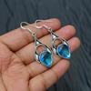 Blue Topaz Gemstone Handmade 925 Sterling Silver Jewelry Earring