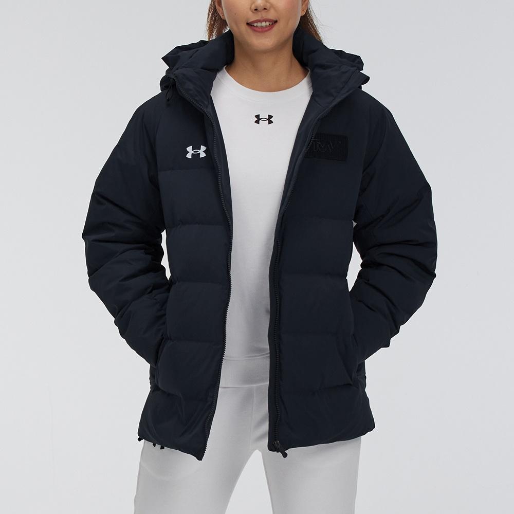 (WMNS) Under Armour Logo Trainings Daunenjacke mit Kapuze 'Schwarz Weiß' Damen 21600801-001