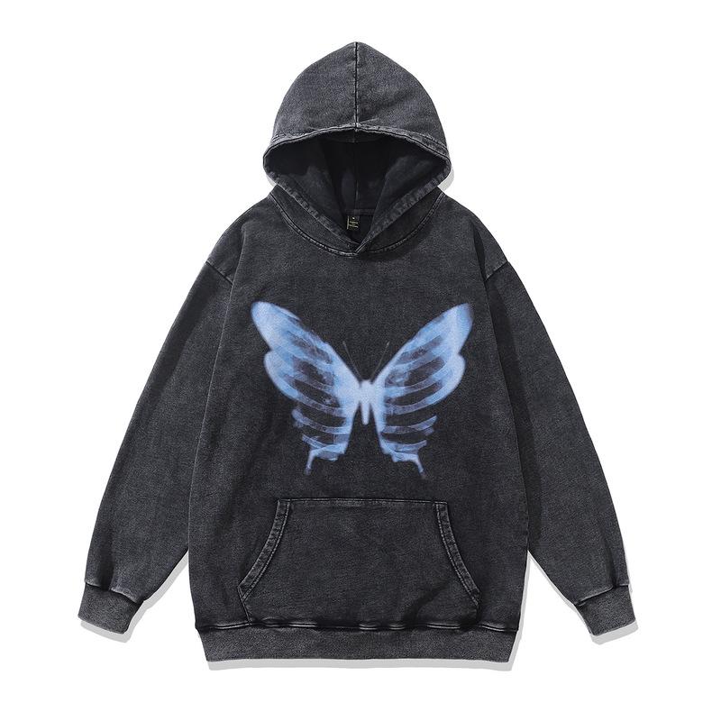 American Street Cute Two-Dimensional Printing Hooded Sweater Vintage Couple Jacket Men And Women Tide