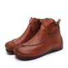 Single Boots Women's Autumn and Winter New First-layer Cowhide Women's Boots Soft Heart-shaped Hand-spliced Flat Bottom