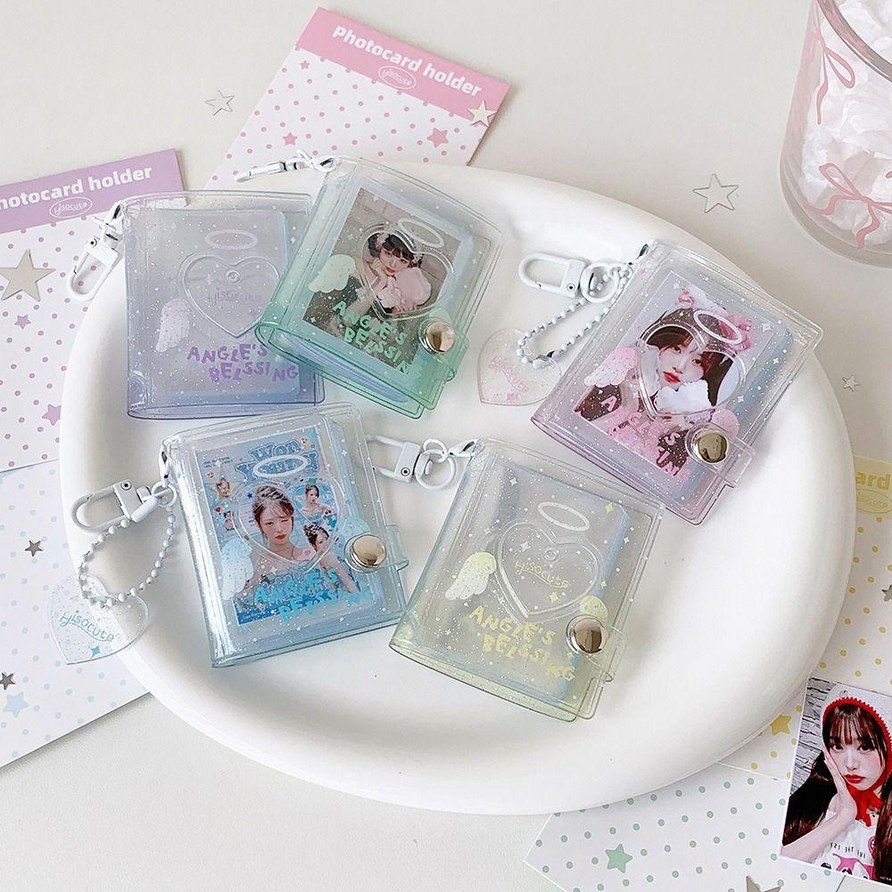 32 Clear Pockets Mini Photo Album Shining Star Keychain Kpop Card Binder Cute Photo Storage Album