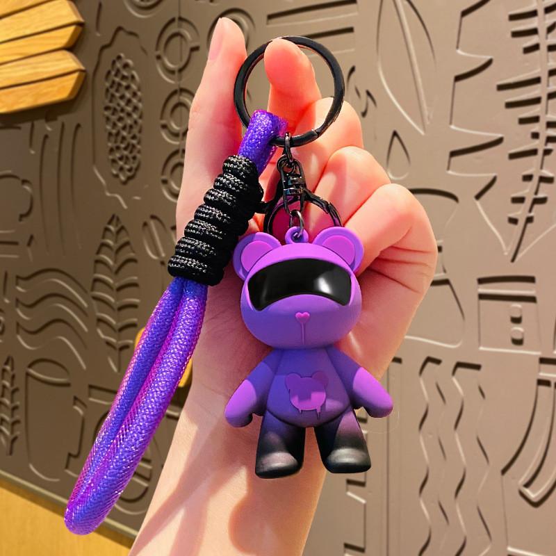 

Charming Cartoon Eyemask Bear Keychain Colorful Plush Pendant Gift For Friends фиолетовый
