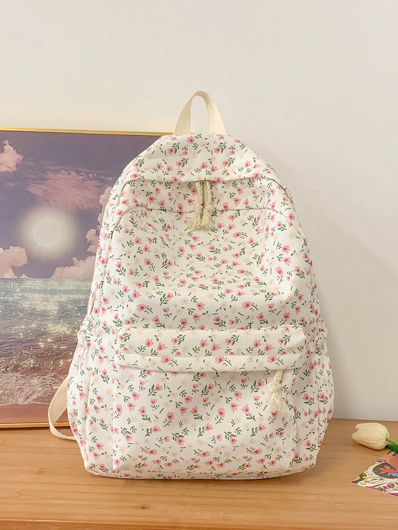 College Style Fashionable Cute Printed Backpack Large Capacity Multi Compartment Student Leisure Backpack Suitable for Daily Use