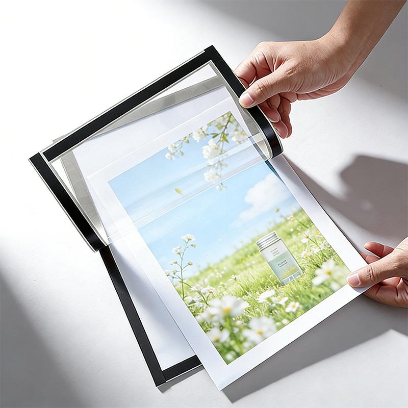 3Pcs Magnetic Wall Frame, Self-Adhesive & Removable For Photos Notes, Black White Matte Minimalist Home Office Decor