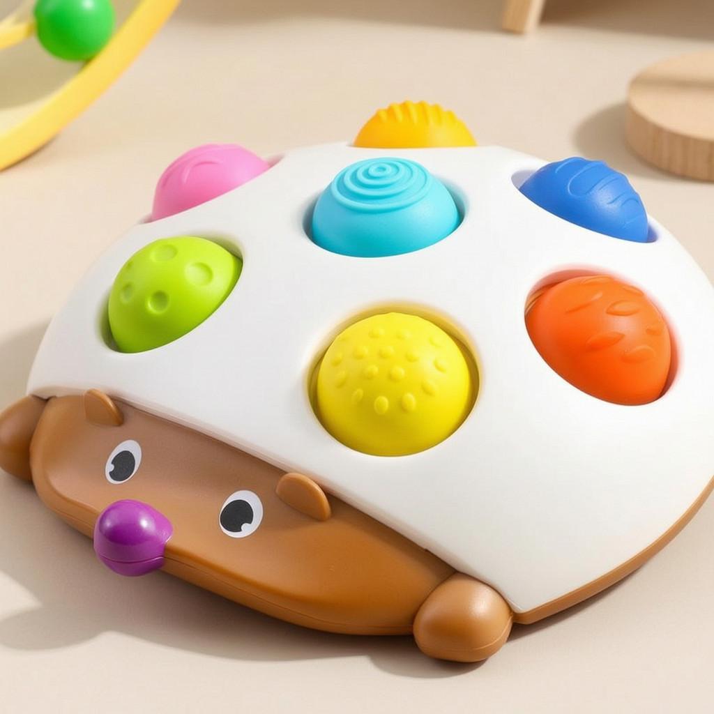 Finger Hedgehog Stress Relief Bubble Popper Wooden Toy For Kids And Adults