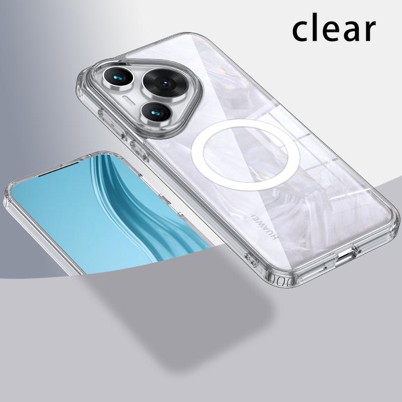 

Противоударный акриловый чехол Magsafe для Huawei Pura 70 Pro Plus, матовая прозрачная задняя крышка с беспроводной зарядкой для Huawei Pura 70, без желтого цвета Pura 70 Pro