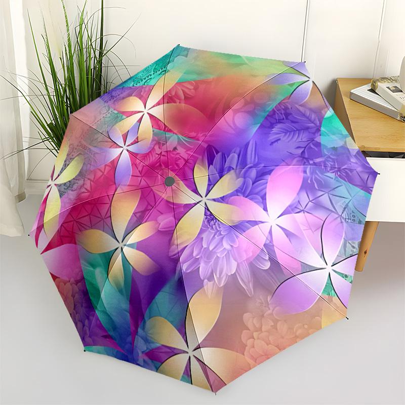 

1pc Floral Mandala Umbrella Portable Folding Umbrella Durable Iron Frame, Suitable for All Seasons Home Travel Outdoor yy260319006