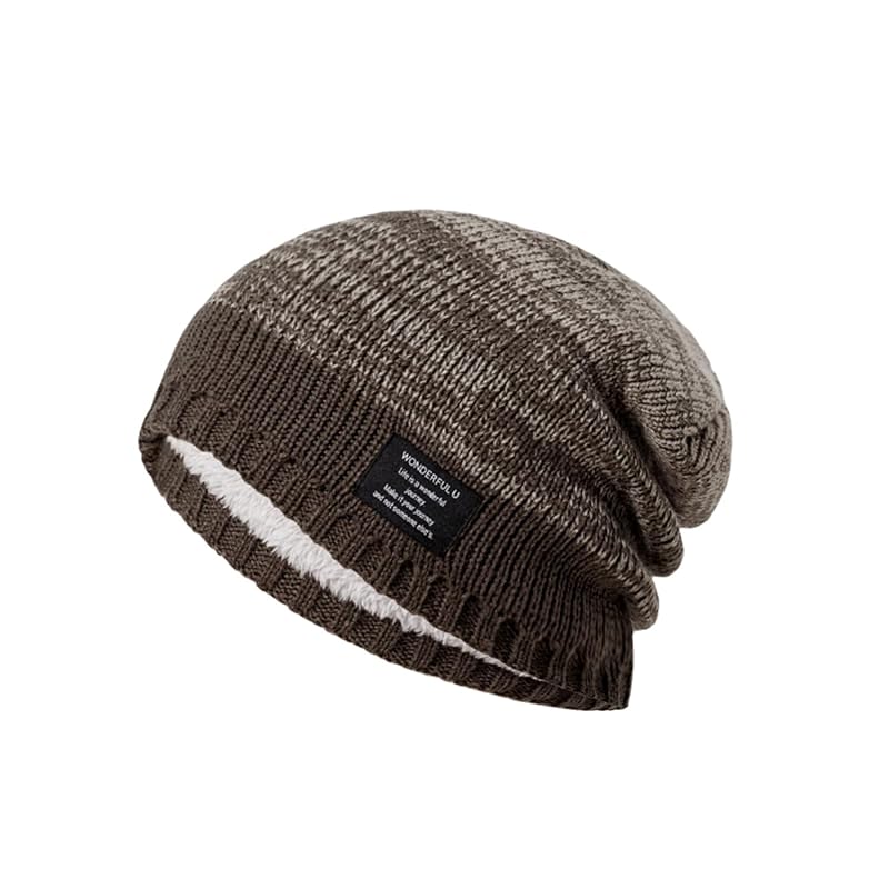 

[Petasonien] knit hat men s hat Winter [Fleece lining/gradation/warm] Fluffy soft touch Heat retention Thick breathable elasticity large size knit hat