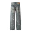 Relaxed Fit Distressed Washed Denim Jeans Men Women Streetwear Loose Straight Leg Tapered Drop Crotch Pants