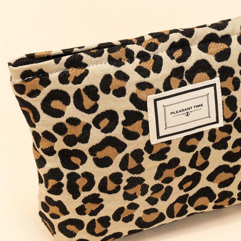 Leopard Print Zippered Makeup Bag Y2K Aesthetic Large Capacity Makeup Bag Toiletry Bag Purse Makeup Bag Makeup Pouch Skincare Bag Toiletry Bag Packing