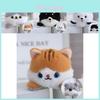 Adorável chaveiro de pelúcia em formato de cachorro e gato, brinquedo dobrável em algodão PP macio, 10 cm de altura.