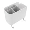 Multifunctional Cooking Utensil Holder Wall Mounted Organizer Box with Detachable Dividers Hooks for Kitchen Bathroom