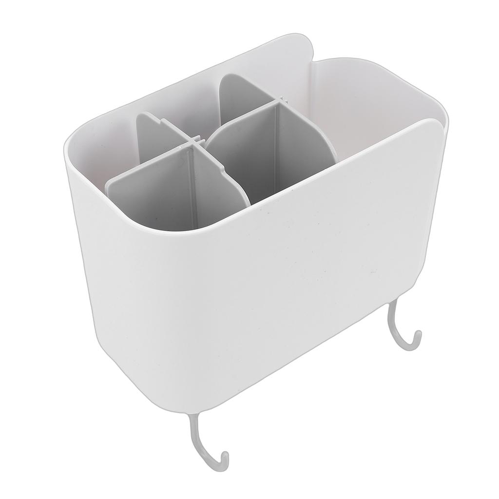 Multifunctional Cooking Utensil Holder Wall Mounted Organizer Box with Detachable Dividers Hooks for Kitchen Bathroom