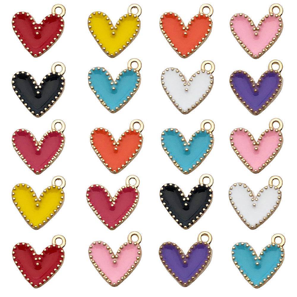 Mixed Drip Oil Heart-Shaped Pendant Charms - Handmade Necklace & Bracelet Accessories, Minimalist Style