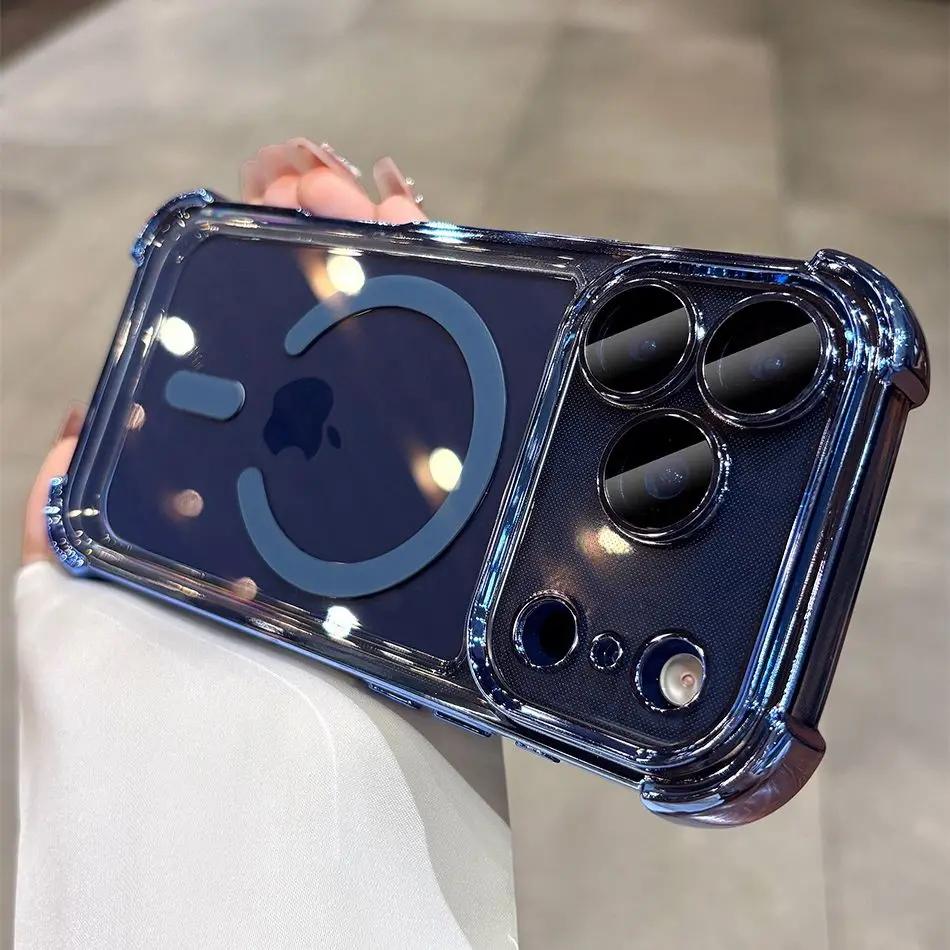 Transparente Stoßfeste Magsafe Hülle Für iPhone 17 Pro Max Air 11 12 13 14 15 16 Plus Beschichtete Klare Weiche Anti-Stoß-Abdeckung