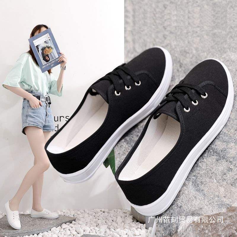 Xiaobai Canvas Women's Shoes Board Shoes Flat Shoes Women's Korean Version Spring and Autumn Student Cloth Shoes
