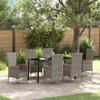 VidaXL 7-Piece Garden Dining Set with Cushions Grey Rattan 3379433