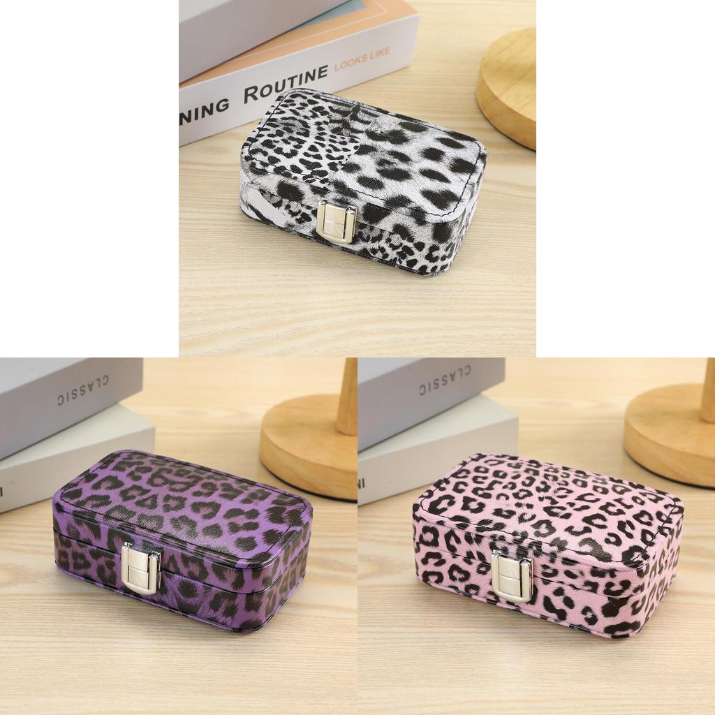 Leopard Print Jewelry Box With Pu Leather And Velvet For Travel And Gift Giving
