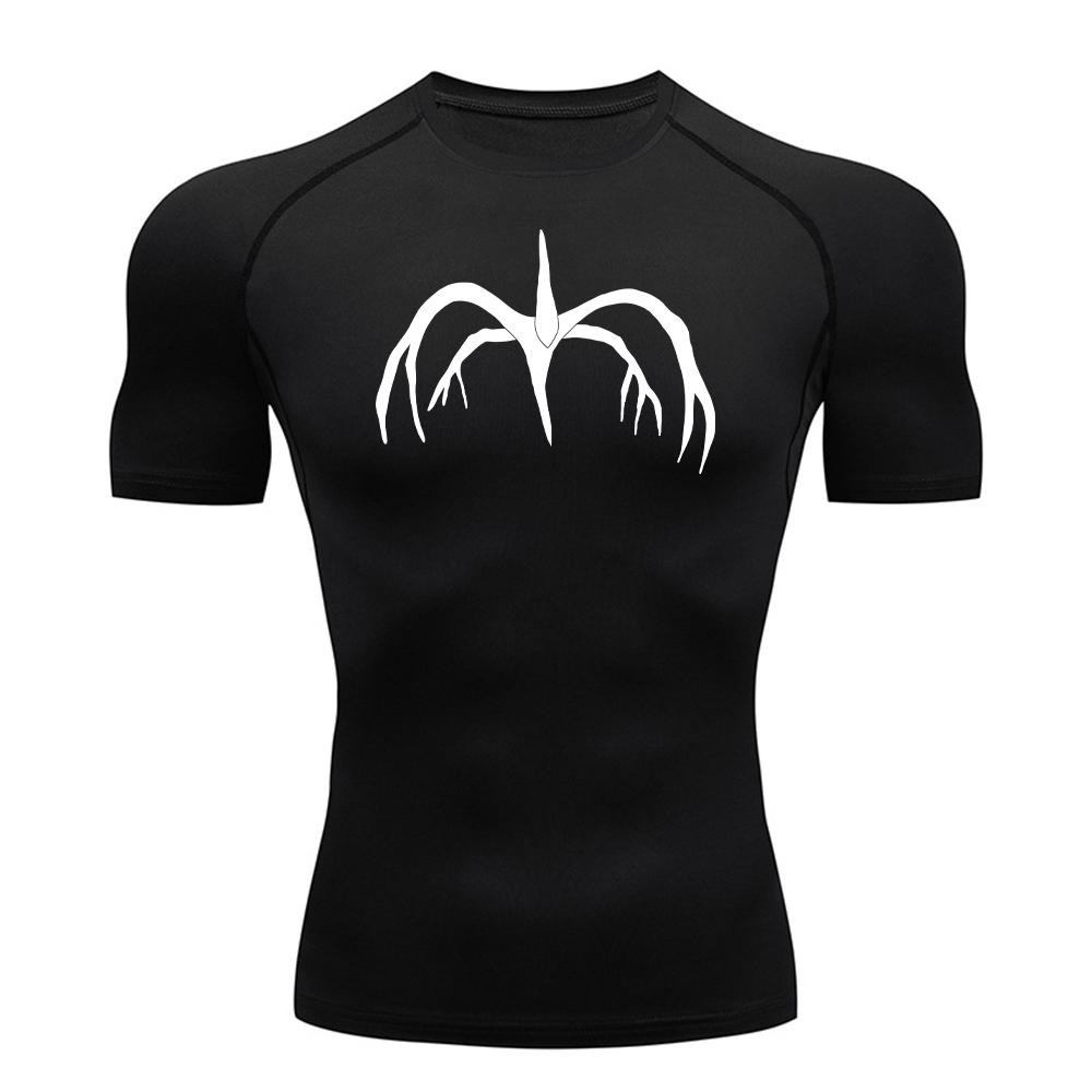Men s Fitness Compression T-Shirt Quick Drying and Breathable Summer Fitness Training Tree Branch Print Casual Short Sleeve S