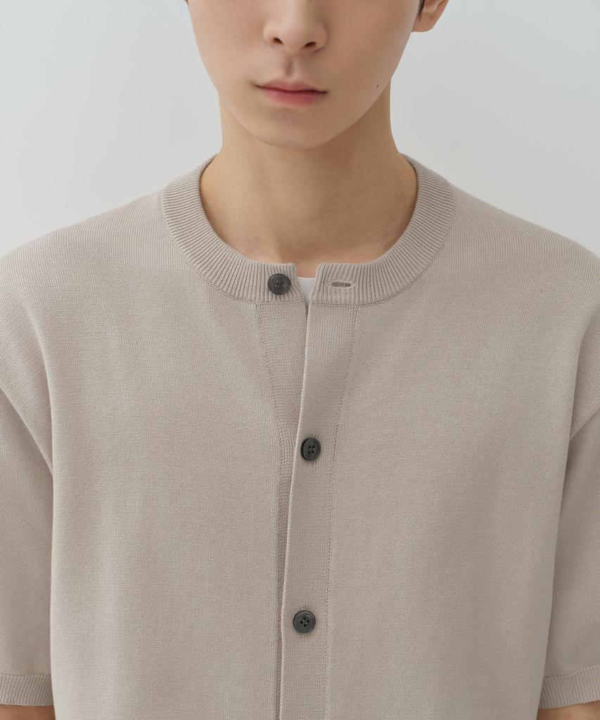 Musinsa Standard Washable Supima Cotton Round Neck Short Sleeve Cardigan [Dusty Cream]