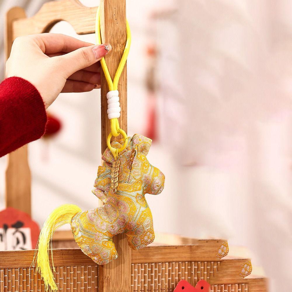 Chinese Style New Years Decoration Traditional Calabash New Year Hanging Ornaments Blessing Good Luck Little Horse Keychain