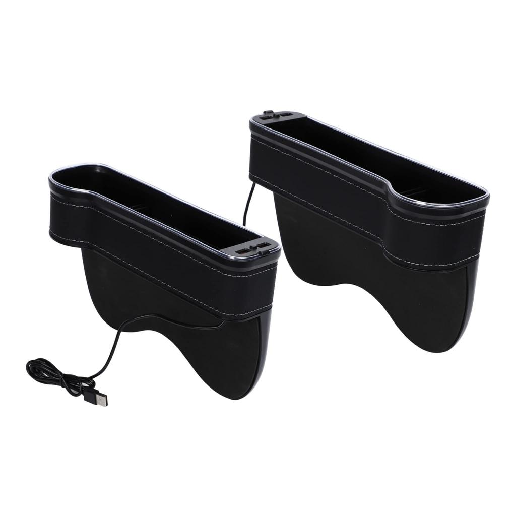 Car Side Pocket with Changing Large Capacity Front Seat Console Pocket with Dual USB Cup Phone Water Easy Convenient Car Accessory Seat Passenger LED,