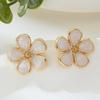 Vintage Colorful Drip Glaze Enamel Flower Stud Earrings for Women Elegant Sweet Petal Earrings Engagement Jewelry Gift