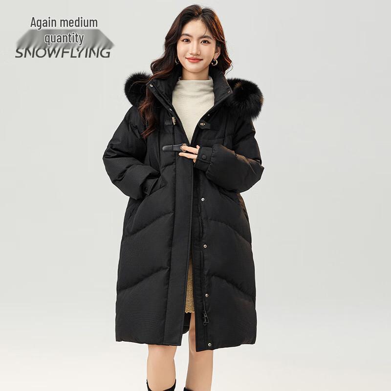 Xuezhongfei Women's Mid-length 90% Down Jacket with Faux Fur Hood
