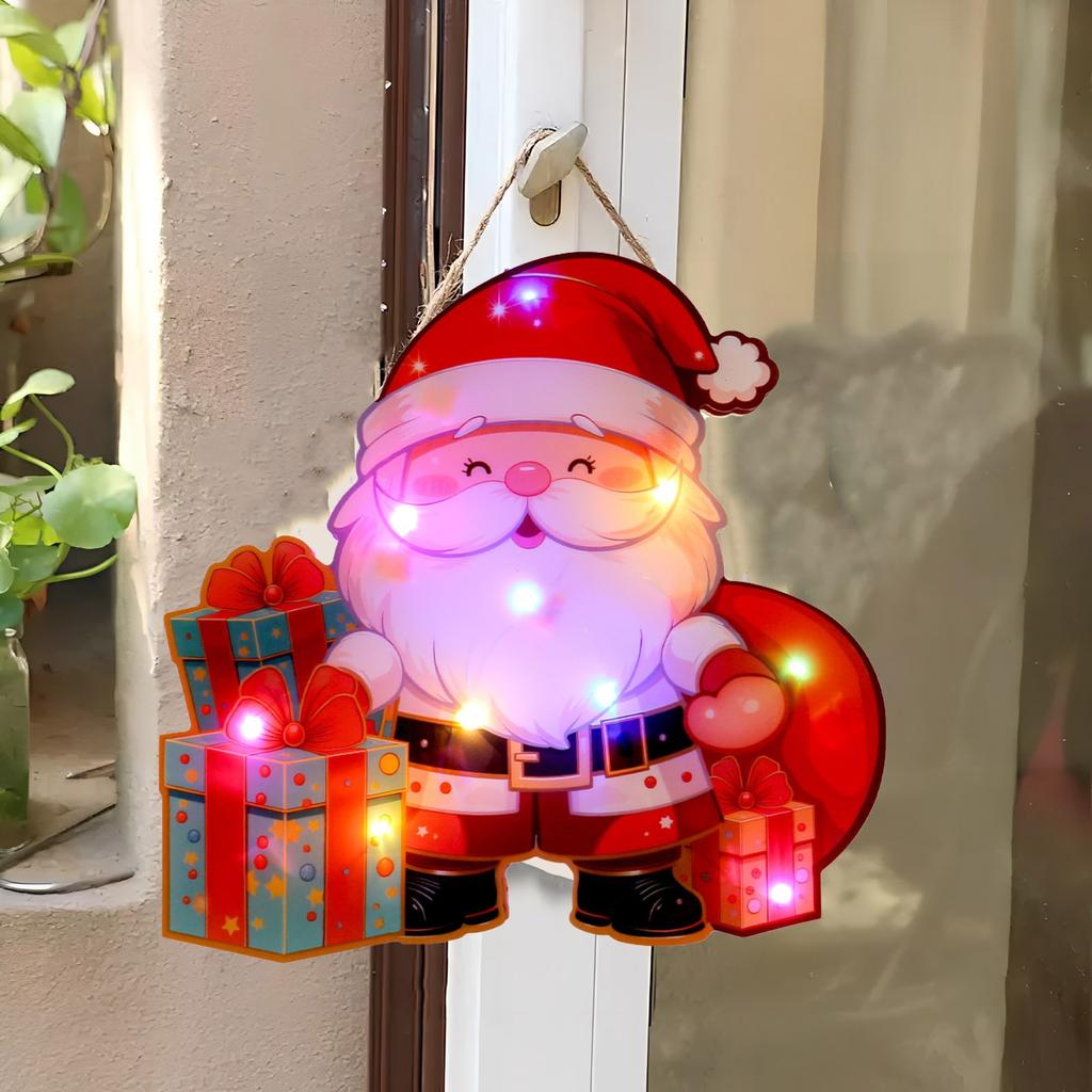 Luminous Door Hanging Decorations Christmas Home Diy Colorful Lights Snowman Scene Arrangement Hanging Decorations