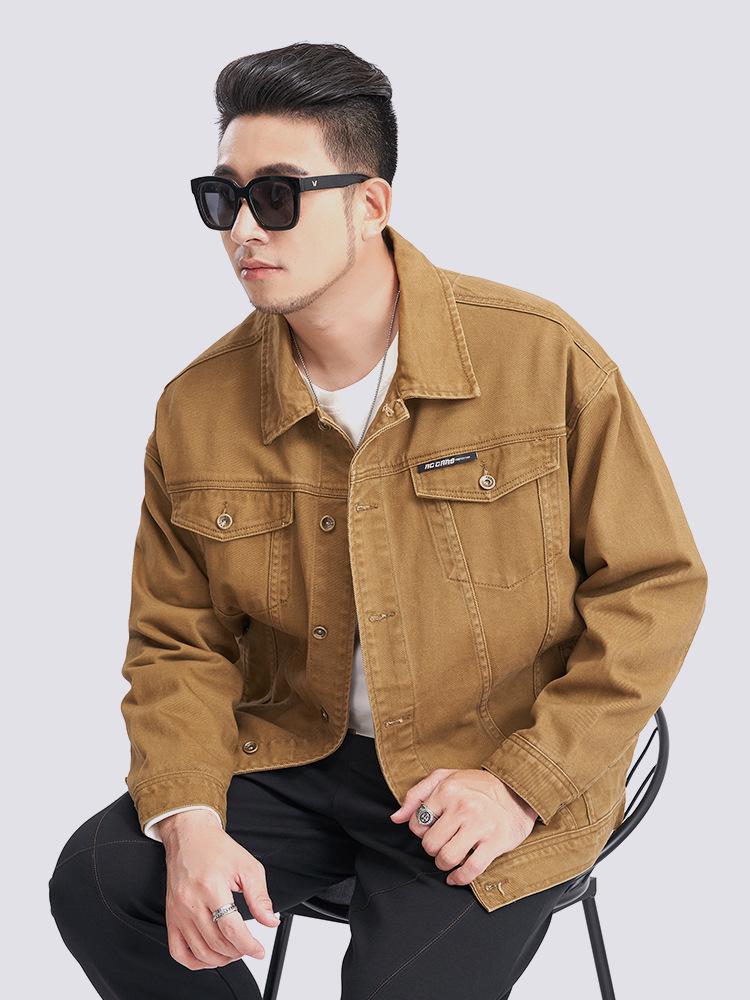 Z0602 Plus Size Men's Retro Washed Denim Workwear Jacket - Autumn Collection