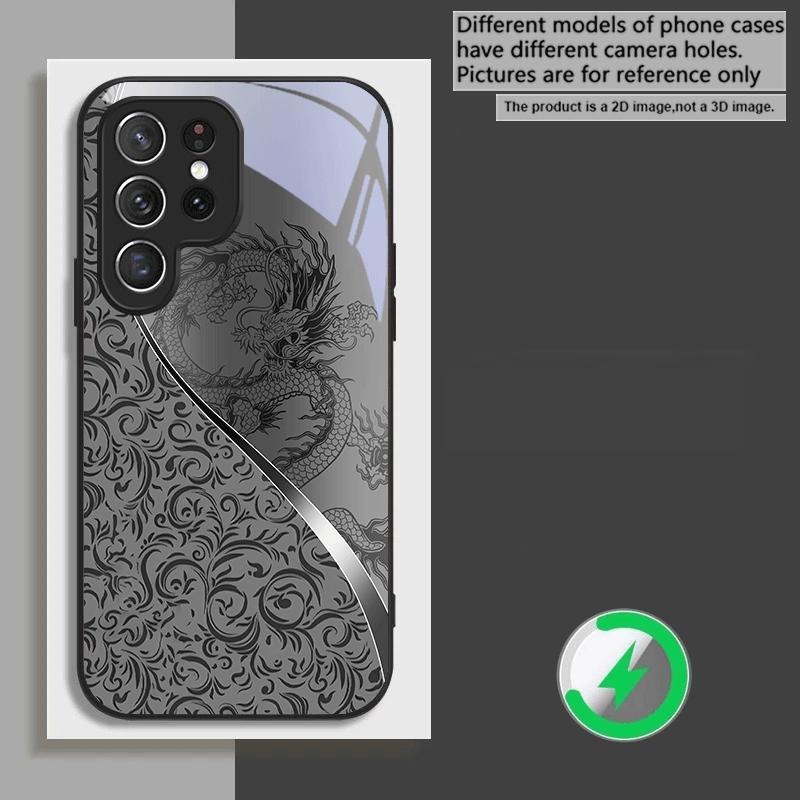 Dragon Totem Rose Purple For Samsung Galaxy S20 FE S21 S22 S23 Plus S24 Ultra 25 Edge S24Ultra For Magsafe Glass Phone Casee