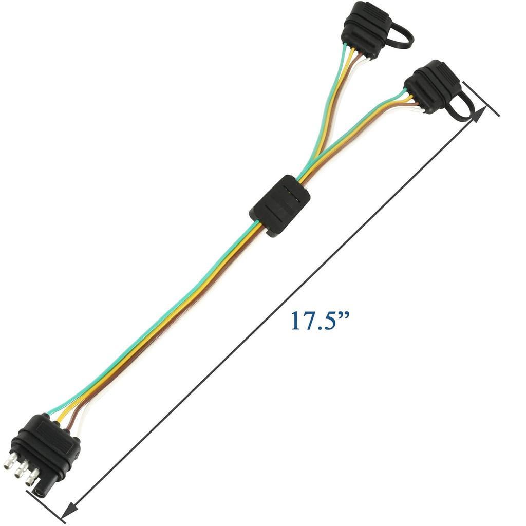 Oyviny 4 Pin Flat Y-Splitter Plug Adapter With 17.5 Inch Trailer Extension Harness For LED Tailgate Light Bar And Trailer Lights Pure Copper Wires