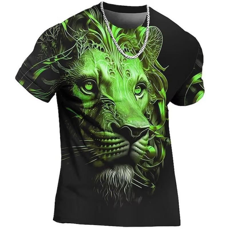 Animal Beast Lion 3D Printed Summer Men's T-shirt Kids Fashion Casual O-Neck Short Sleeve Sportswear Streetwear Oversized Tops