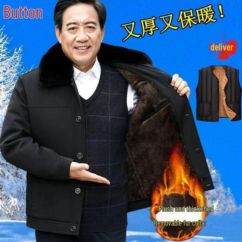 Men's Fleece-Lined Warm Cotton Coat: Thickened, Short Style for Autumn/Winter