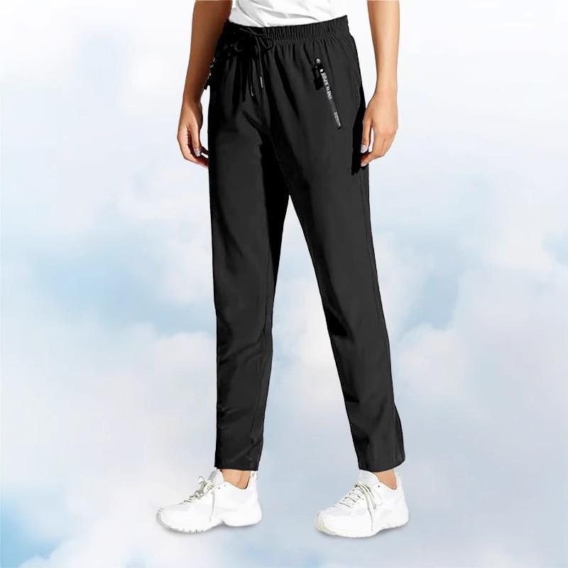 Quick Dry Hiking Pants Womens Outdoor Sports Drawstring Waist Joggers Waterproof Lightweight Zipper Pockets Trousers