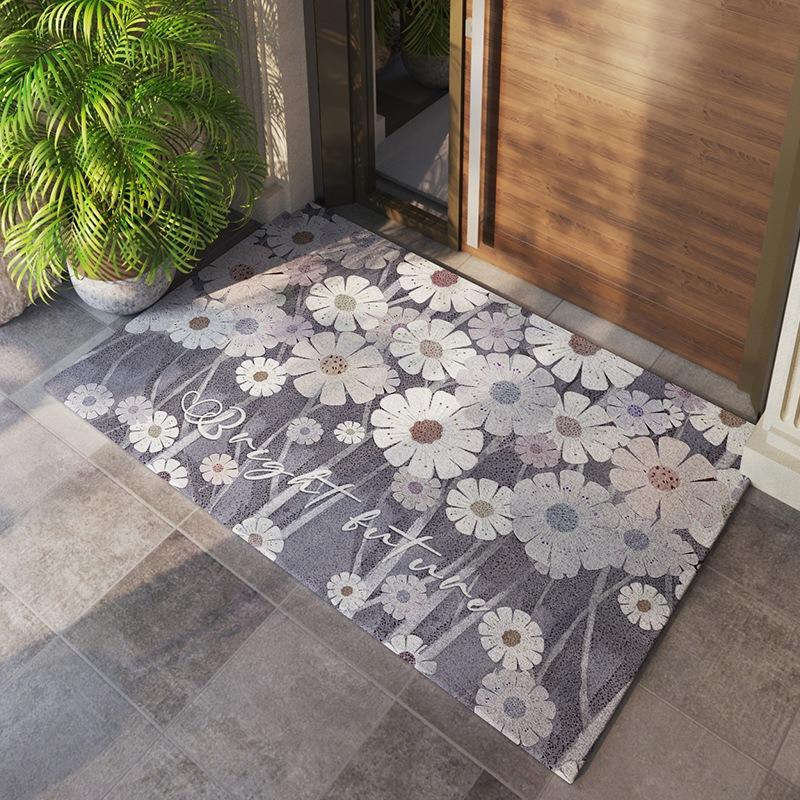Stone Pattern Floor Mat Home Living Room Entrance Doormat Bedroom Flower Printed Anti-slip Carpets Washable Bathroom Kitchen Rug