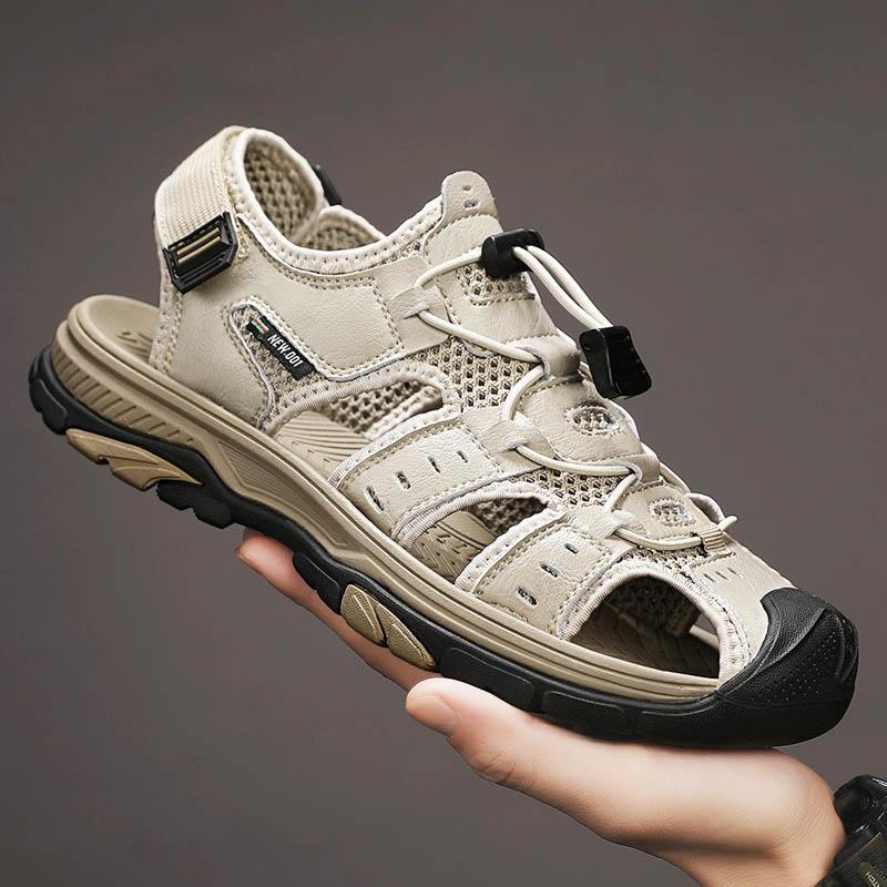 Fashion New Anti-collision Toe Men's Sandals Handmade Stitching Beach Shoes Non Slip Outdoor Wading Aqua Shoes Summer Sandaly Sneakers