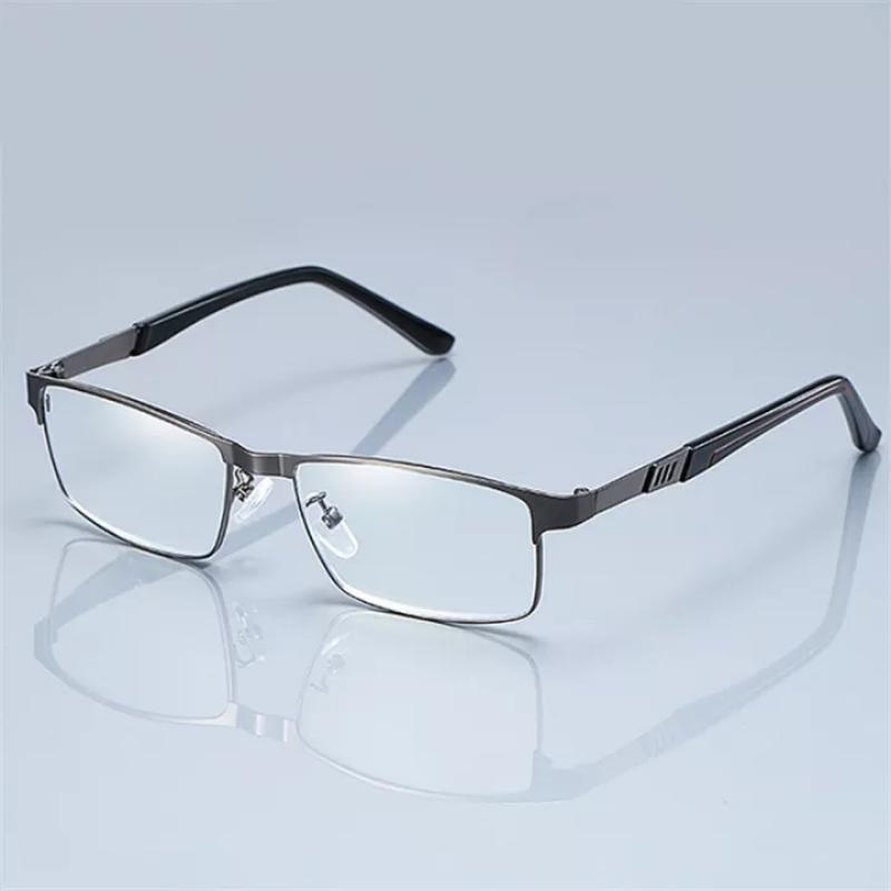 Men's Reading Glasses Classic Blue Light Blocking Hyperopia Eyeglasses Retro Metal Square Frame Farsighted Eyewear +1.0 To +4.0