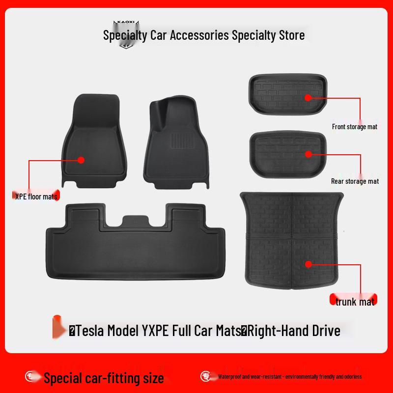 Eco-Friendly Waterproof XPE Car Floor Mats & Odorless Trunk Mat for Tesla Model 3/Y (L/R Drive)