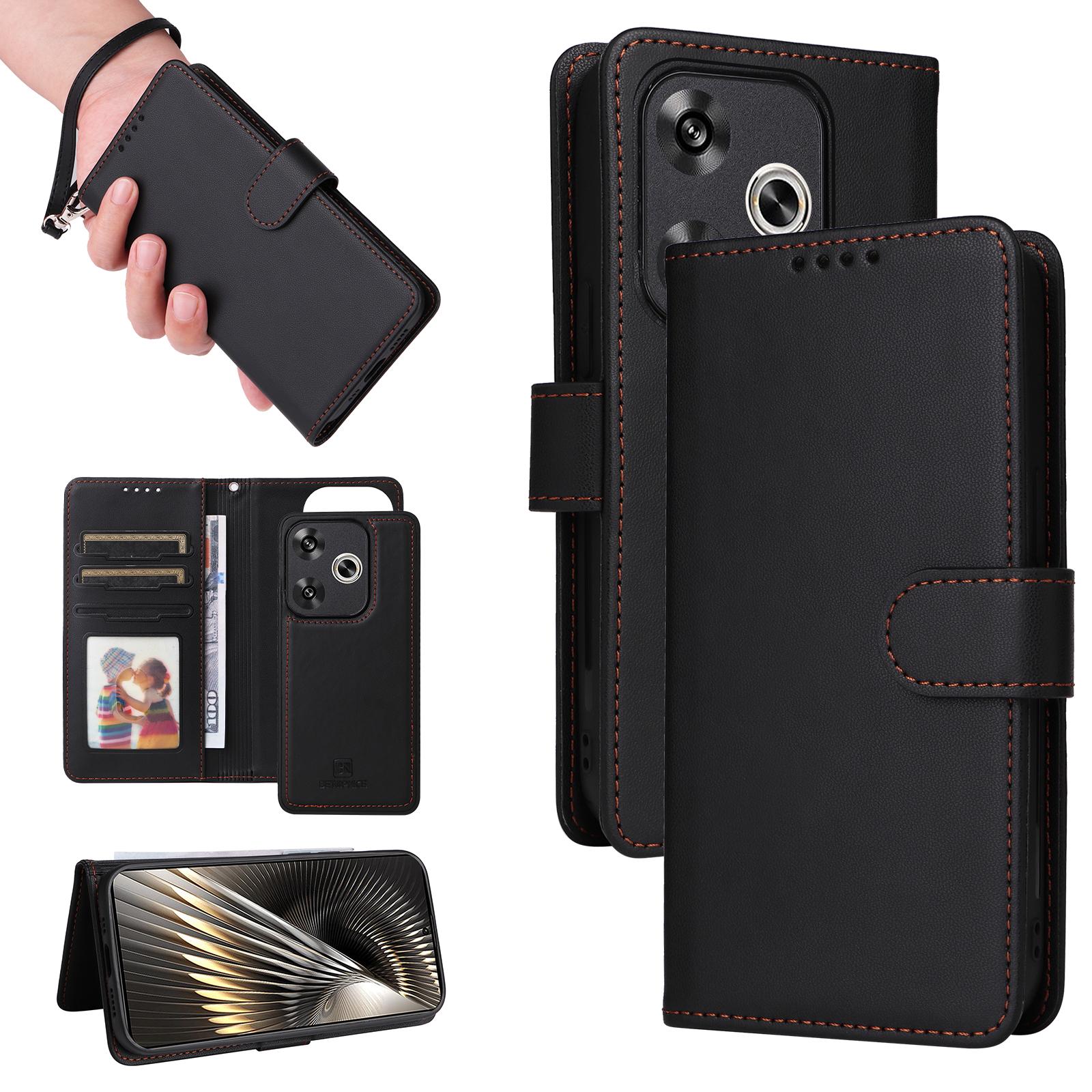 

For Xiaomi Redmi Turbo 3 5G/Poco F6 5G Magnetic Case BETOPNICE Detachable PU Leather Phone Cover with Strap A