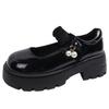 Beige retro thick heel platform small leather shoes women's 2025 new summer versatile skirt Mary Jane light mouth single shoes