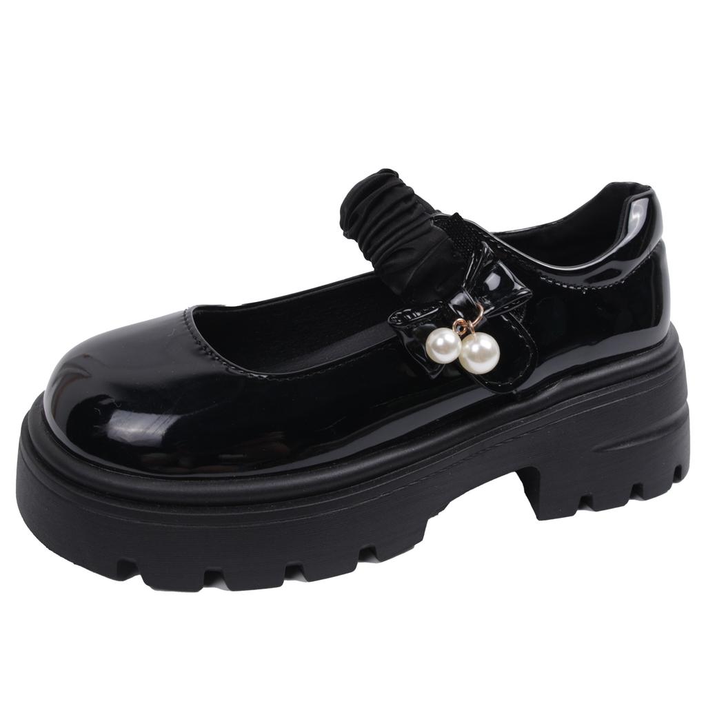 Beige retro thick heel platform small leather shoes women's 2025 new summer versatile skirt Mary Jane light mouth single shoes