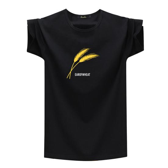 Men T-shirt Crew Neck Lightweight Simple Easy To Match Loose Short Sleeves Casual Wheat Spike Printing Summer Tops Daily Clothes